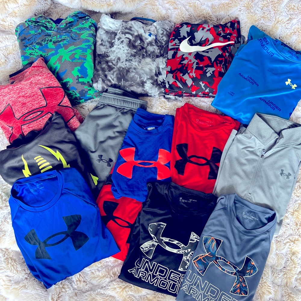 Youth large & youth medium boys clothes. Under armour & Nike.